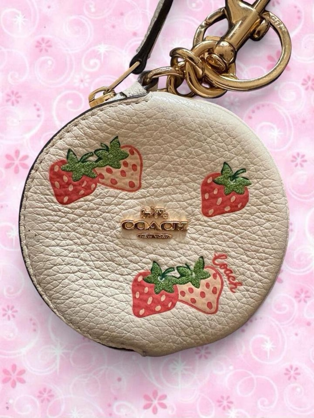 Authentic Coach strawberry coin pouch